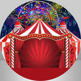Lofaris Red Stage And Glitter Circle Happy Birthday Backdrop